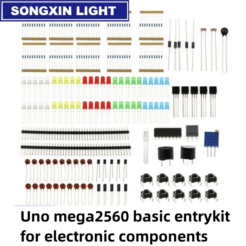 Diy Electronics Basics - Arduino unuinoの基本的なスターターキット,sx DIY電気部品,LEDブザー,コンデンサー抵抗器,zunmega2560,