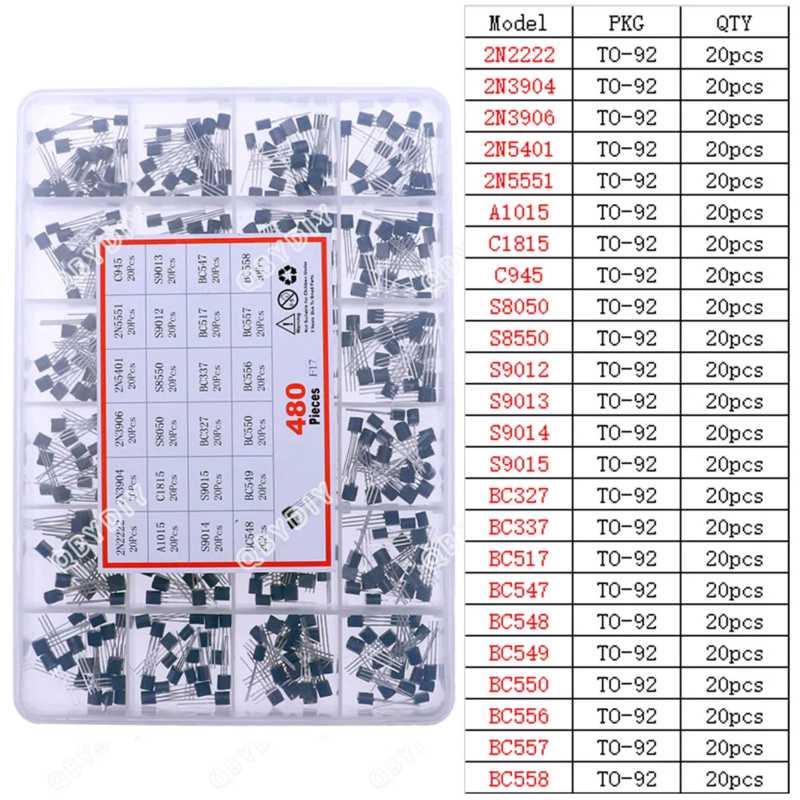 Mosfet Transistor Set - 480 個 24 タイプ NPN PNP