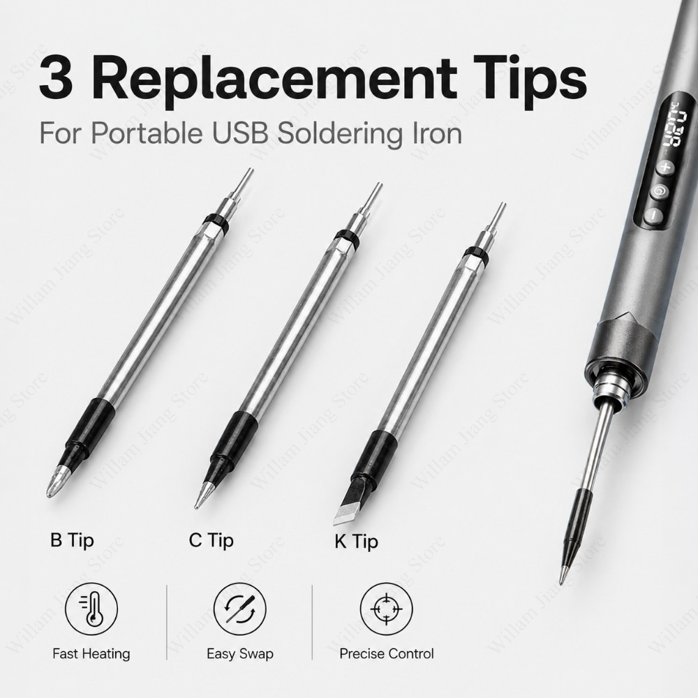 Flux Pen Electronics - 1/3 個の USB はんだごて交換用チップ 5V 加熱チップ
