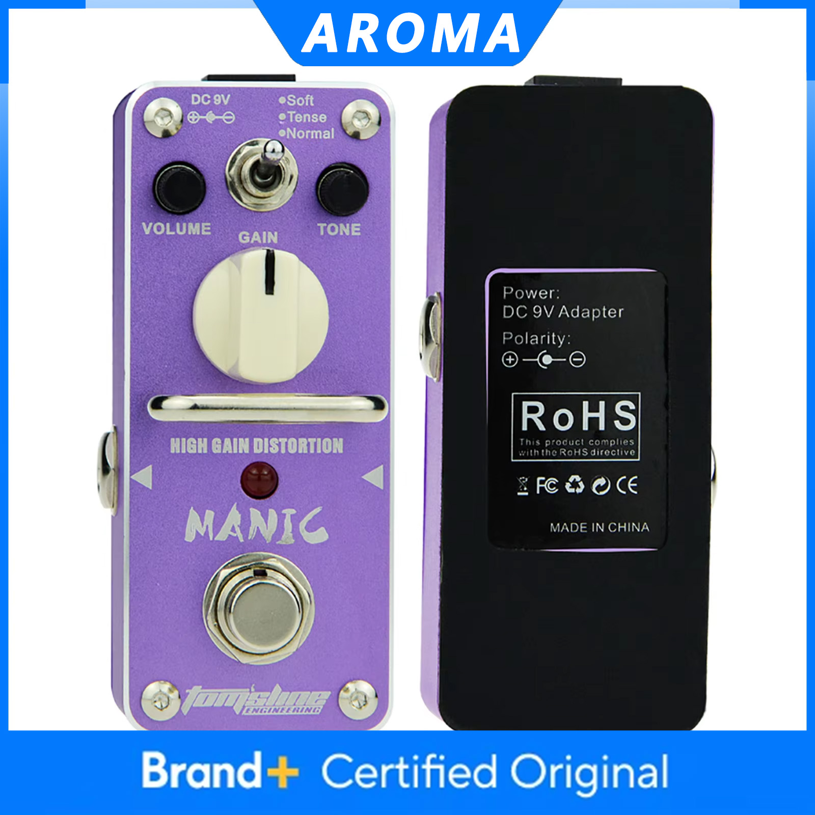 Diy Guitar Electronics - AROMA AMC-3 ギターマニックハイゲインディストーションエフェクトペダルミニペダルアナログトゥルーバイパスエレキギターパーツ便利で耐久性のある