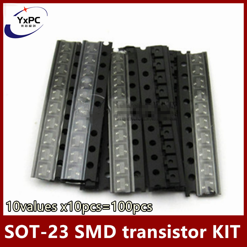 Mosfet Transistor Set - 10値x10pcs = 100個sot-23 smdトランジスタキットS9013 S9014 S9015