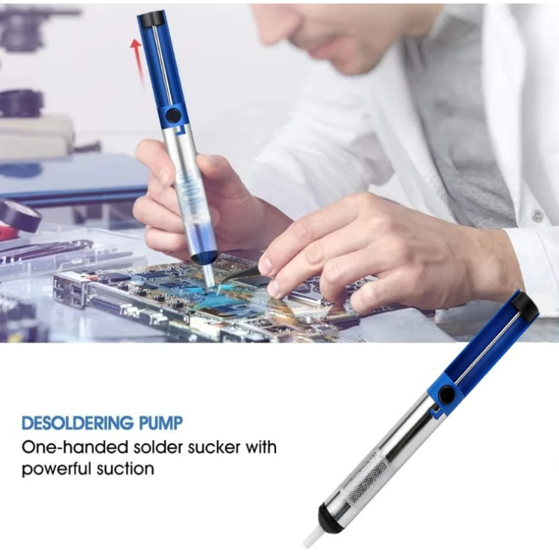 Desoldering Pump Solder - 半アルミ製はんだ吸い取りポンプ手動滑り止め自動リバウンドはんだ除去ツールはんだごて吸い取りノズル