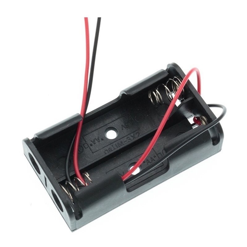 Diy Electronics Wire - AAAEL-100個 2AA電池ケースボックス ワイヤーリード付き 電池収納パック DIY電源コネクタ 電子プロジェクト用