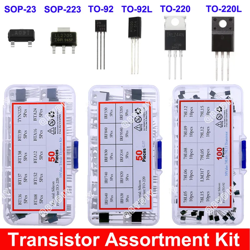 Mosfet Transistor Set - トランジスタ品揃えキット,電圧レギュレーターチップ,日曜大工,混合電子部品パッケージ,ディップ,smd,mosfet,トライオード,サイリスタ,pnp,npn