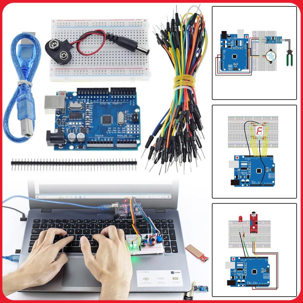Diy Electronics Basics - ベーシックスターターキット ブレッドボードセンサーモジュール付き 抵抗電子DIYキット DIYプロジェクトスターターキット Arduino UNO