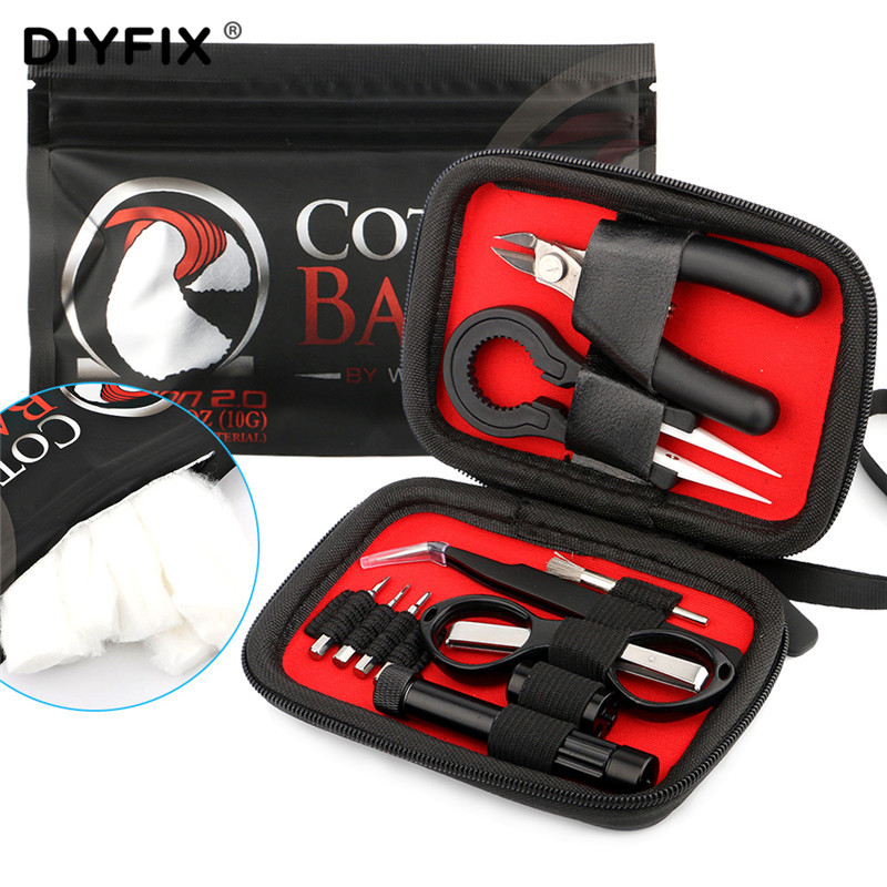 Diy Vape Electronics - ミニ蒸気を吸うdiyツールセットバッグセラミックピンセットプライヤーワイヤーヒーターキットコイルジグ巻クリーナー電子タバコaccessorie