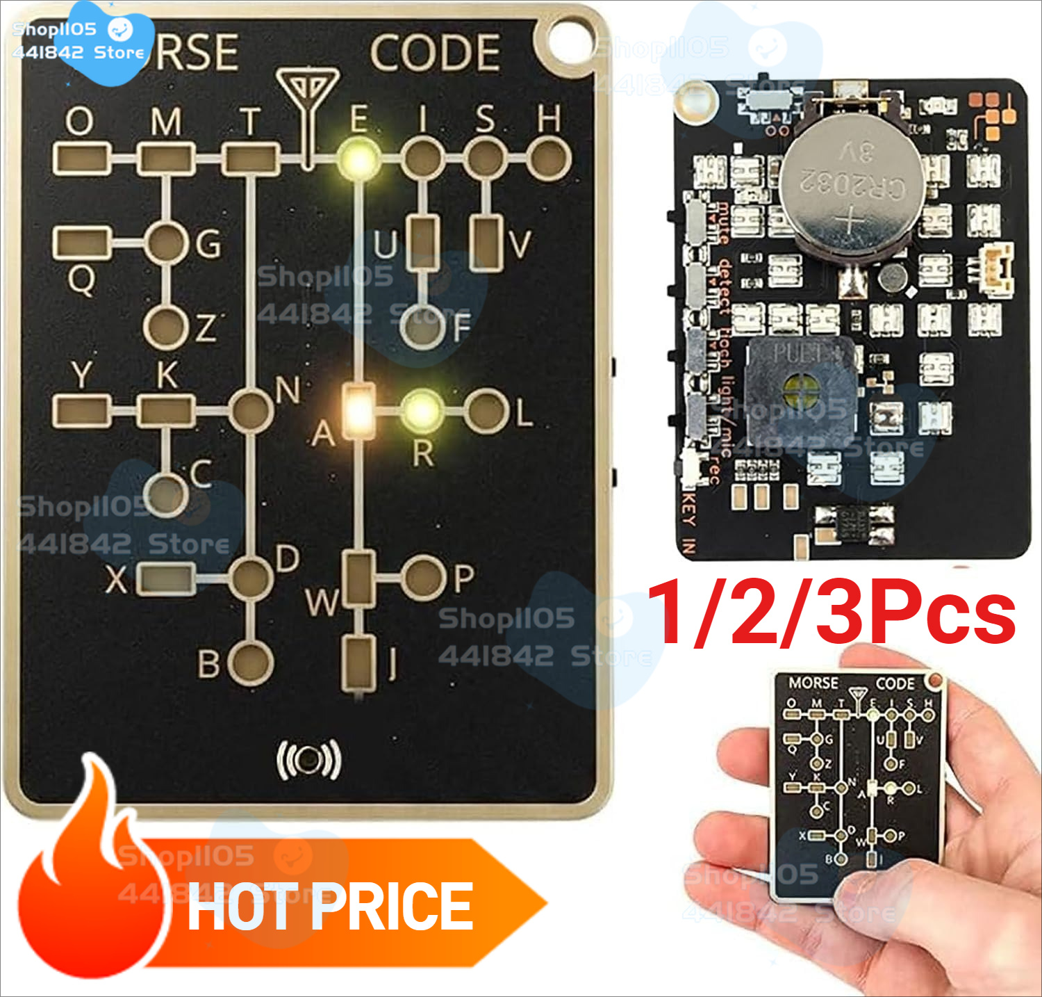 Diy Electronics Projects For Adults - モールス信号トレーナーカード プロ LED エディション、PCB 電子学習ツール、大人向けポータブル電信練習キット、ハムラジオ