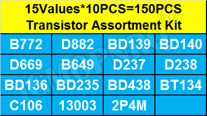 トランジスタの品揃えキットパック,b772,d882,bd1 - Mosfet Transistor Set のレビューと価格
