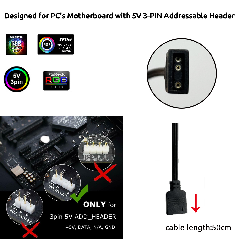 Asus Auraゲーミングケース用5V ARGB 3ピンヘ - Diy Electronics Case のレビューと価格